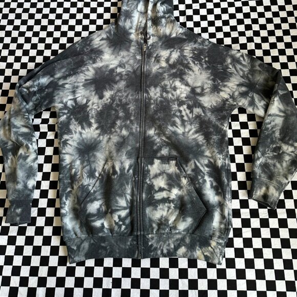 Navy Tie Dye Oversized Zip Up Hoodie - Picture 4 of 7